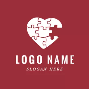 拼圖 Logo White Heart Jigsaw Puzzle logo design