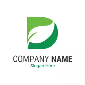 Ecologic Logo White Leaf and Green Letter D logo design