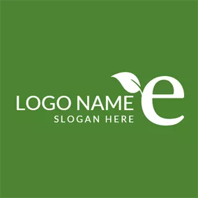 Alphabet Logo White Leaf and Letter E logo design