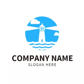 Building Logo White Lighthouse and Blue Sky logo design
