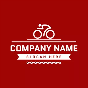 自行車 Logo White Line and Bike logo design