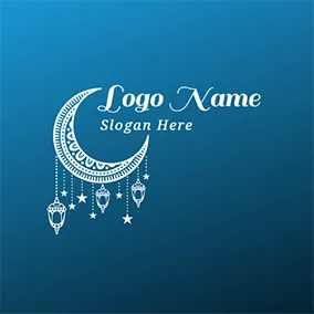 Decorative Logo White Moon and Decoration logo design