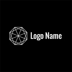 3D Logo White Outline and Polygon logo design