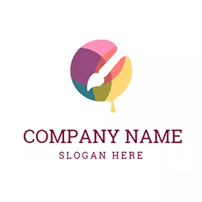 Watercolor Logo White Paintbrush and Colorful Paint logo design