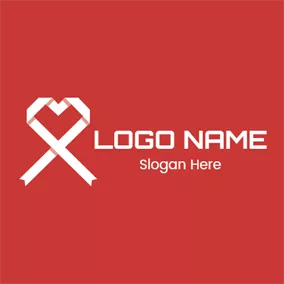 Logótipo De ONG White Ribbon and Red Heart logo design