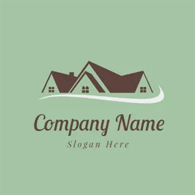 Building Logo White Road and Brown House logo design