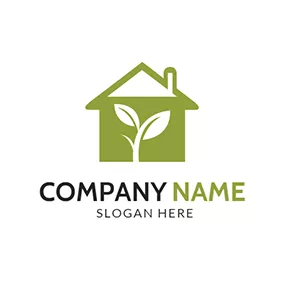 Home Logo White Sapling and Green Home logo design