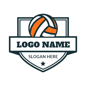 White Shield and Orange Volleyball logo design