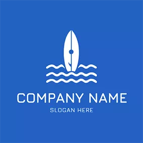 衝浪 Logo White Surfboard and Wave logo design