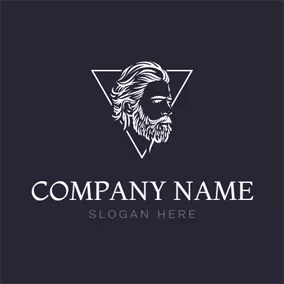 Caricature Logo White Triangle and Hipster logo design