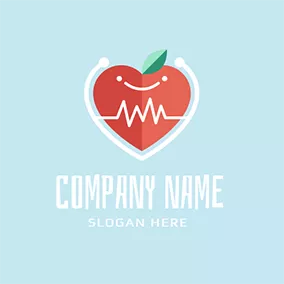 Heartbeat Logo White Wave and Red Apple logo design