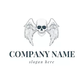 文身Logo White Wing and Skull Icon logo design