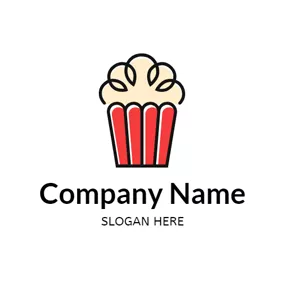Cinema Logo Winding Line and Abstract Popcorn logo design
