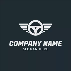 Automobile Logo Wing and Steering Wheel logo design