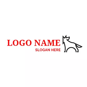 抽象的なロゴ Wolf Outline Simple Abstract logo design
