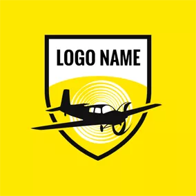 Flyer Logo Yellow and Black Airplane logo design