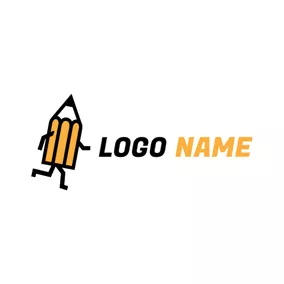 文具 Logo Yellow and Black Pencil logo design
