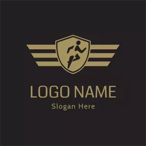 Logótipo De Eixo Yellow and Black Running Badge logo design