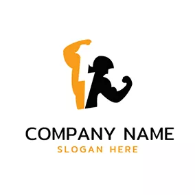 健身房Logo Yellow and Black Sportsman logo design