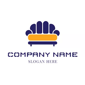 Logotipo De Diseño De Interiores Yellow and Blue Leather Sofa logo design