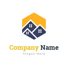 避難所 Logo Yellow and Blue Special House logo design