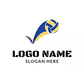Speed Logo Yellow and Blue Volleyball Icon logo design