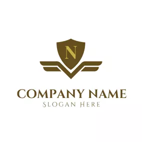 Badge Logo Yellow and Brown Letter N logo design