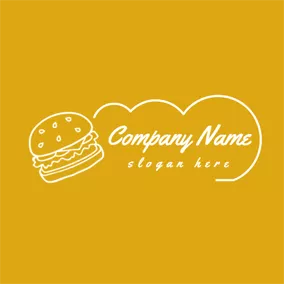 Fast Food Logo Yellow and White Burger logo design