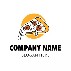 Eatery Logo Yellow and White Tomato Pizza logo design