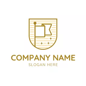 Corporate Logo Yellow Badge and Brown Flag logo design