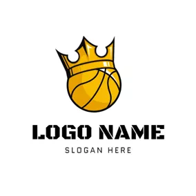 Basketball Logo Yellow Crown and Basketball logo design