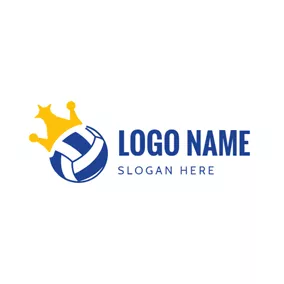 Logótipo  Coroa Yellow Crown and Blue Volleyball logo design
