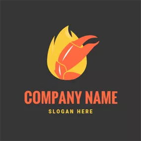 Krallen Logo Yellow Flame and Red Crab Pincer logo design