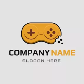 艺术 & 娱乐Logo Yellow Gamepad and Biscuits logo design