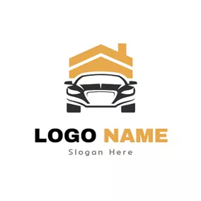 Automobile Logo Yellow House and Black Car logo design