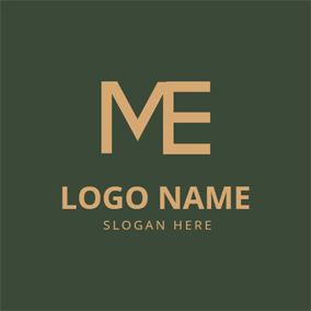Yellow Letter M and E Monogram logo design