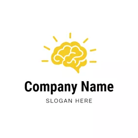 Idea Logo Yellow Light and Brain logo design