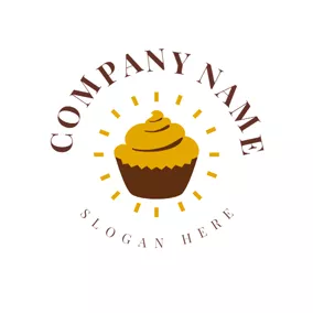 杯子蛋糕Logo Yellow Light and Cupcake logo design