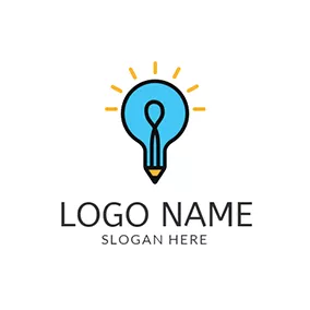 思考logo Yellow Light and Lamp Bulb logo design