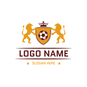 Yellow Lion and Brown Football logo design