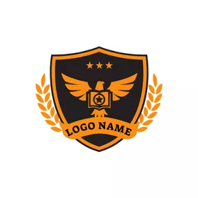 書店logo Yellow Pigeon and Badge logo design
