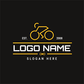 Yellow Racer and Bicycle logo design