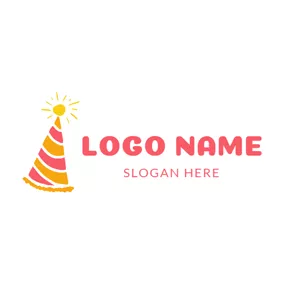 生日Logo Yellow Sun and Birthday Hat logo design