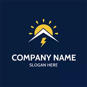 Logotipo Solar Yellow Sun Lightning Roof logo design