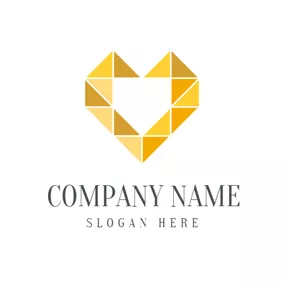 Love Logo Yellow Triangle and Heart logo design