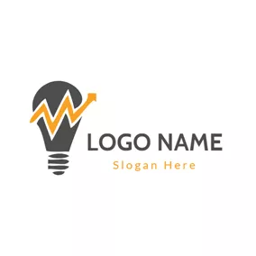Industrial Logo Yellow Wavy Line and Brownness Bulb logo design