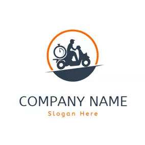 滑板车logo Biker and Scooter Icon logo design