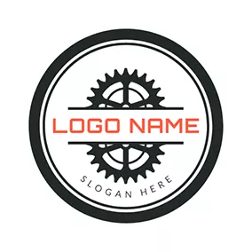 机械logo Black Circle and White Wheel Gear logo design