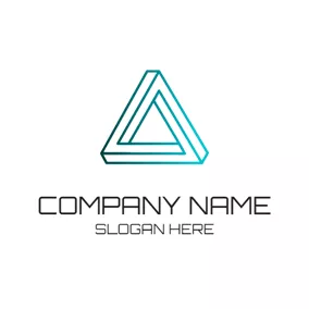 数学Logo Blue 3D Triangle logo design