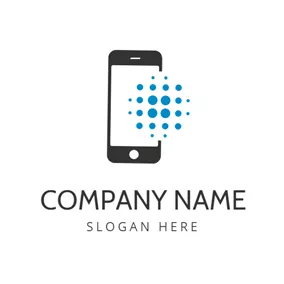 移动网络 Logo Blue Dot and Black Phone logo design